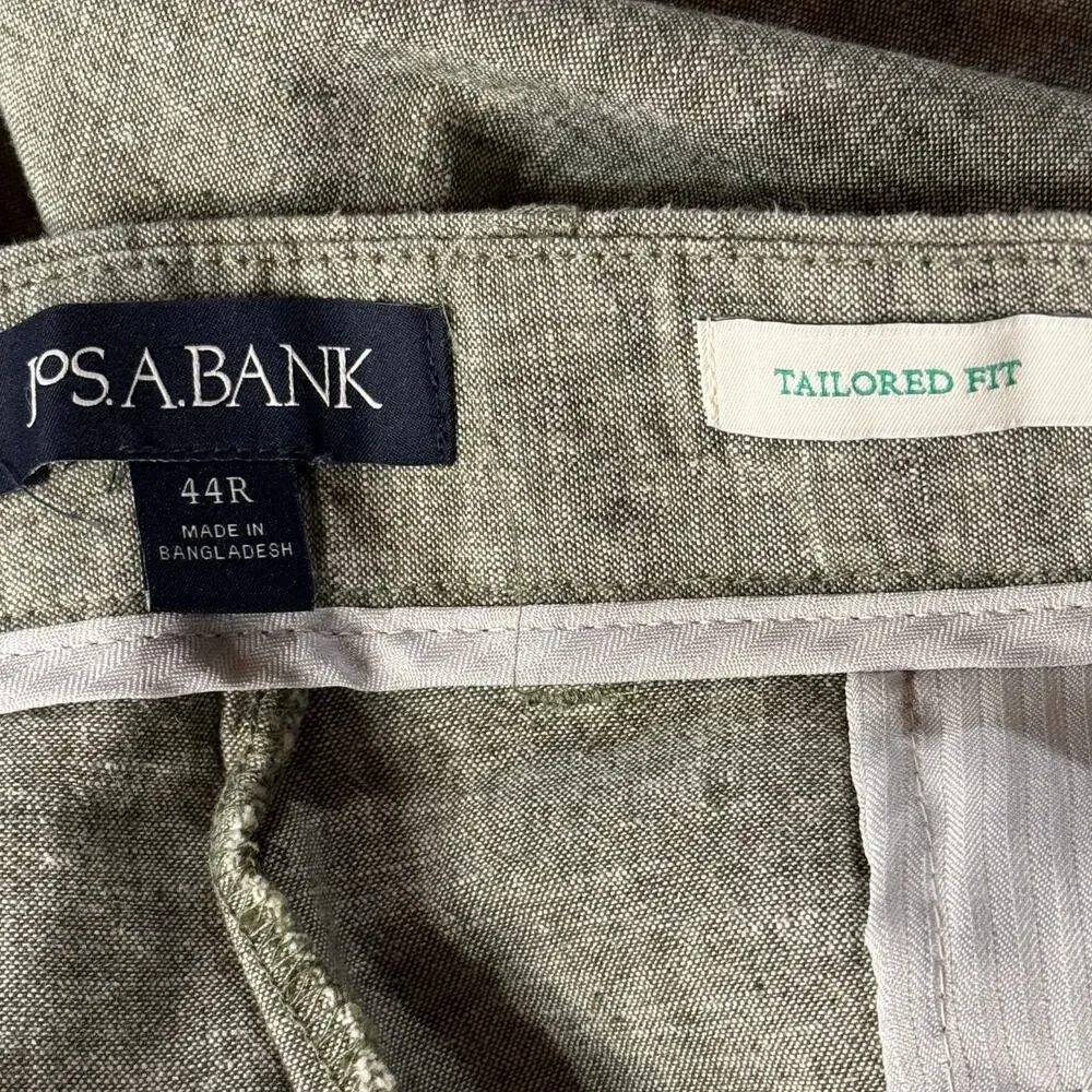 Jos. A. Bank Mens SZ 44 Linen Blend Shorts Tailored Fit Pocket Lightweight Green